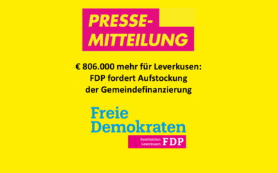 18.12.2024 Pressemitteilung der FDP-Ratsfraktion: 806.000 Euro mehr für Leverkusen – FDP fordert Aufstockung der Gemeindefinanzierung